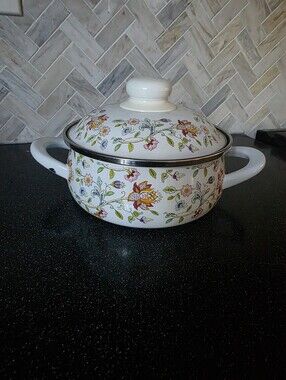 Minton Prinz HADDON HALL 1.5 QT Covered Casserole Stove Top Enameled Pan GERMANY
